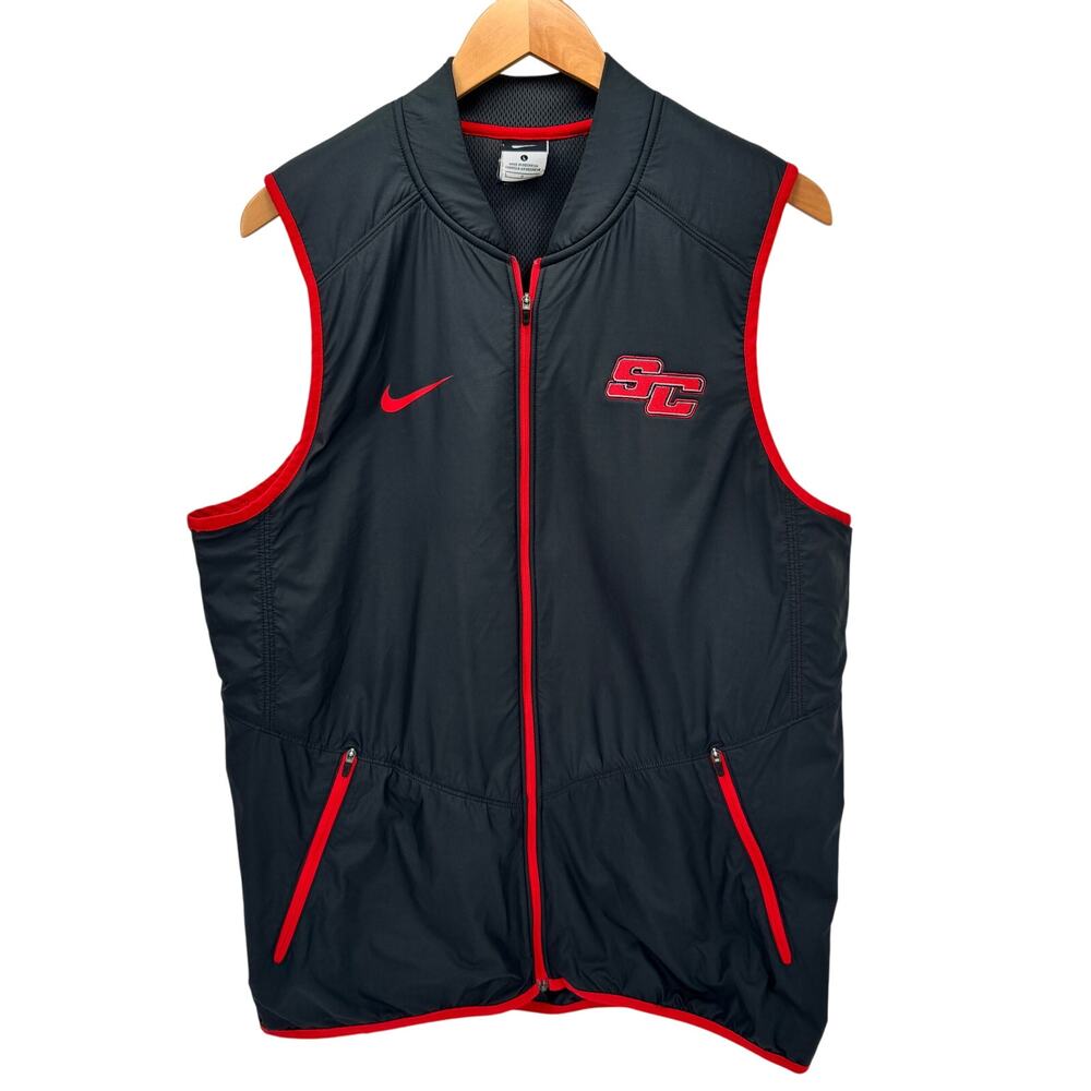 Nike Vest Jacket Mens Large Full Zip Hyper Elite Disruption Gray Red SC Logo